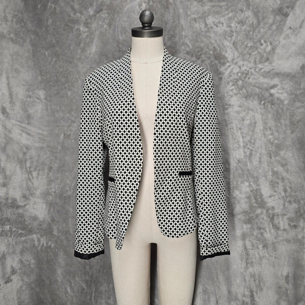 Mosaic & Co Womens XL Geometric‎ Open Front Blazer Jacket Career Office Modern
